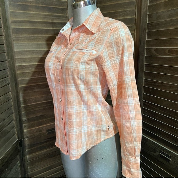 Cruel Girl Peach Plaid Western Button-Up Shirt Equestrian Cotton Rodeo Cowgirl S - Picture 9 of 9